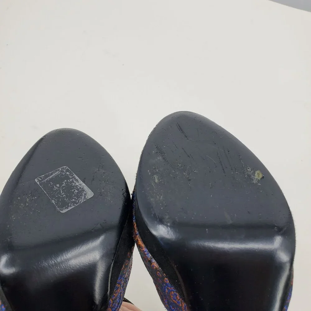 Emporio Armani Platform Suede Heels‎ 40 Black Blue Orange Whimsigoth Fairy Artsy